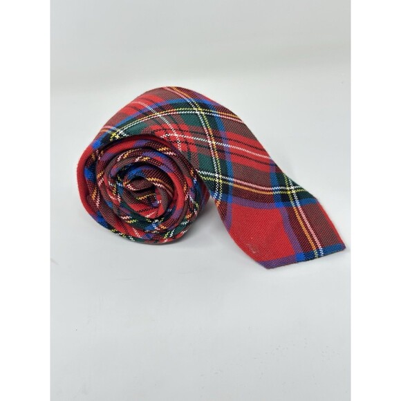 J Crew Ludlow tartan plaid red wool Christmas tie - Picture 1 of 9